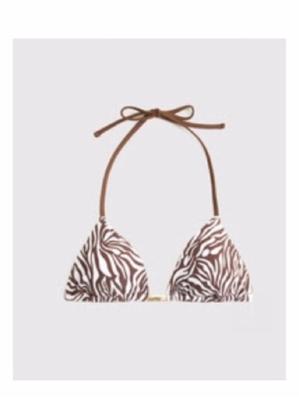Abercrombie & Fitch Halter String Triangle Bikini Top - Brown Zebra Print Small